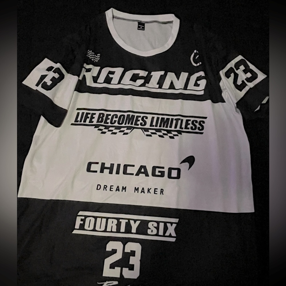 “Life becomes limitless “ tshirt men/ racing style t shirt, XL